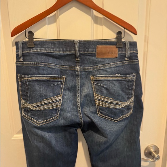 Mens BKE Denim Distressed Straight Leg Blue Jeans Size 34L - Picture 5 of 15